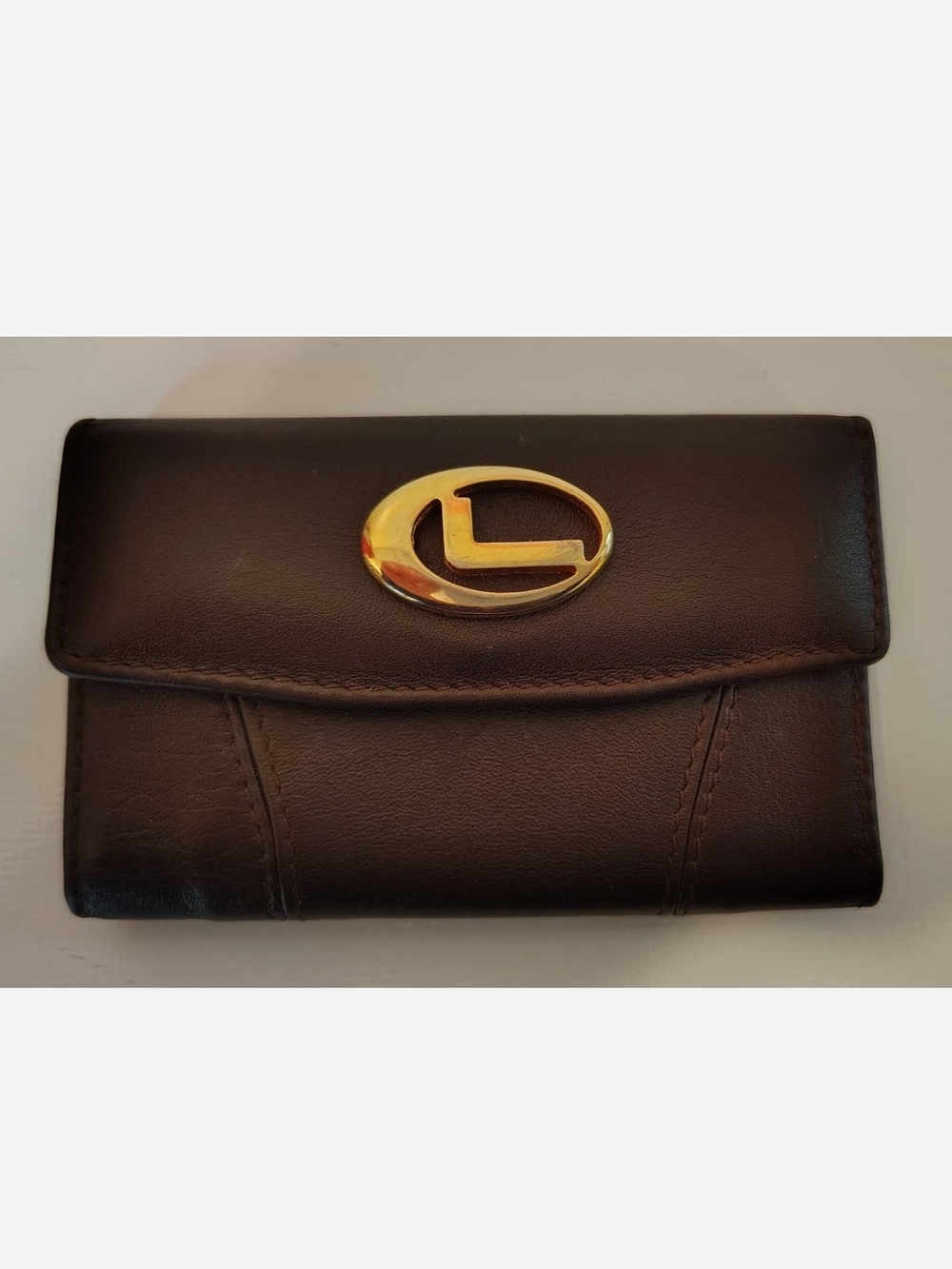 Lancel Paris Brown Leather Keyholder with Gold Emblem